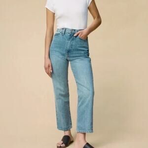 Shaina Mote Essential Jeans Size 2 Crop High Rise Straight Leg Denim Indigo